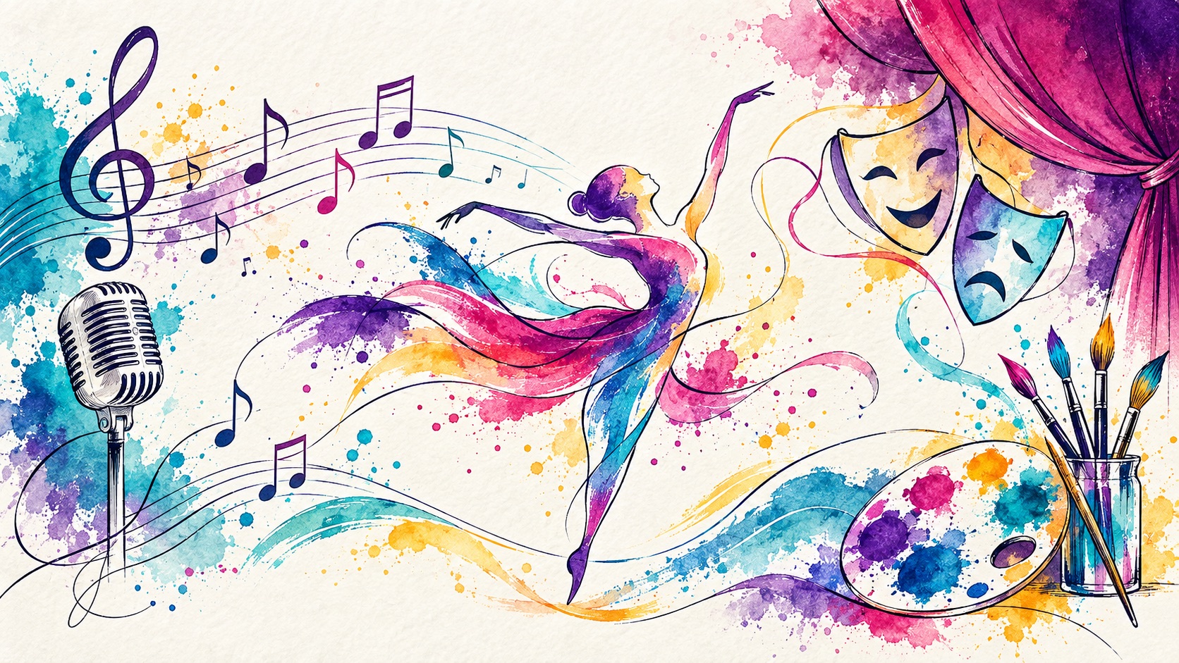 Composición artística con música, danza, teatro y pintura en la paleta de IKIRU